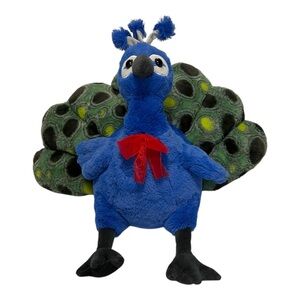 Walmart Peacock Plush Toy Stuffed Animal with Red Bow 15.5”